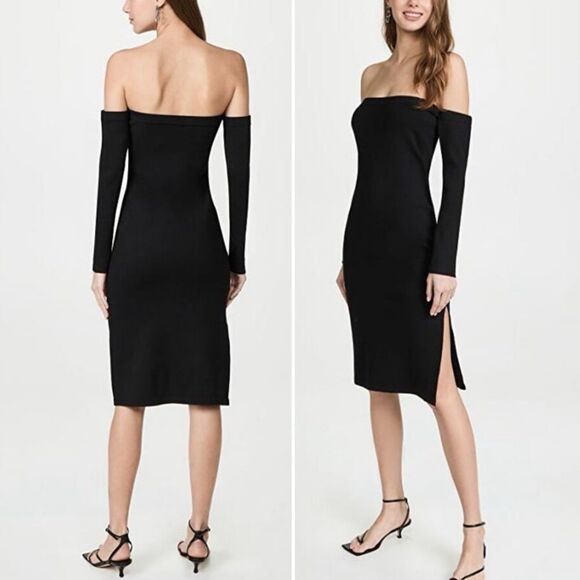 L’Agence Felicia Black Knit Off The Shoulder Fitted Bodycon Dress Size XXS - Picture 12 of 12